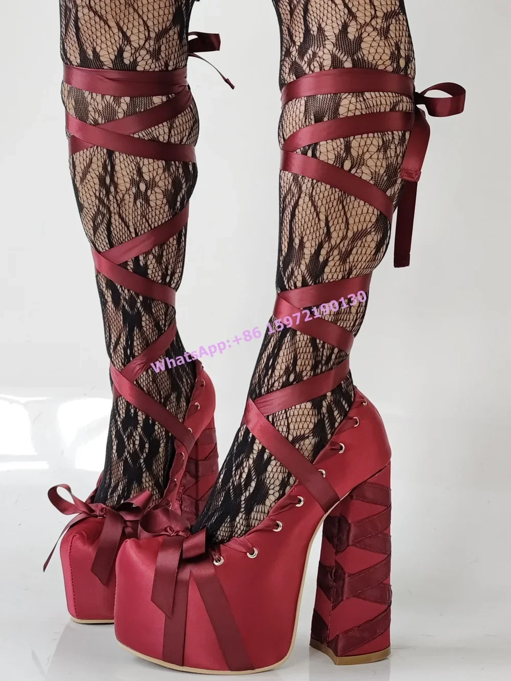 Ribbon Tie Heel - Bombas de plataforma de fita de