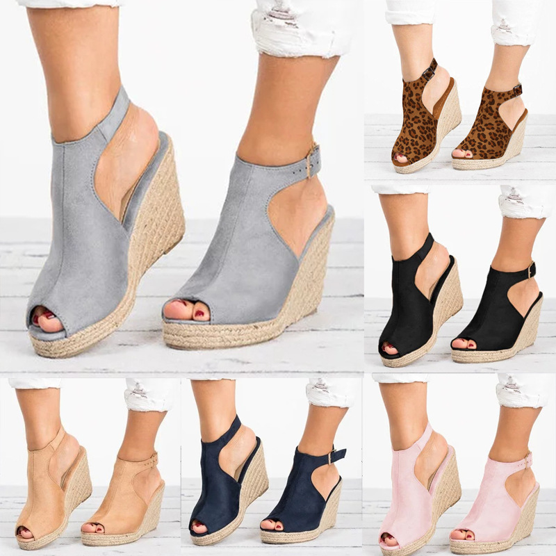 Espadrille Wedge Shoes - Sandálias de salto alto para mulheres