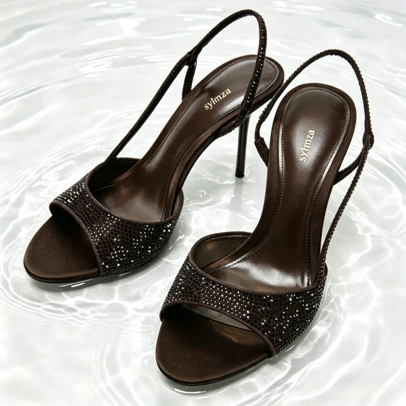 Women Shoes Luxury Brand - Sandálias Femininas de Salto Agulha com