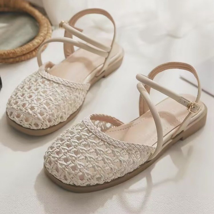 Square Toe Mule - Sandálias Femininas Estilo Francês de Bico