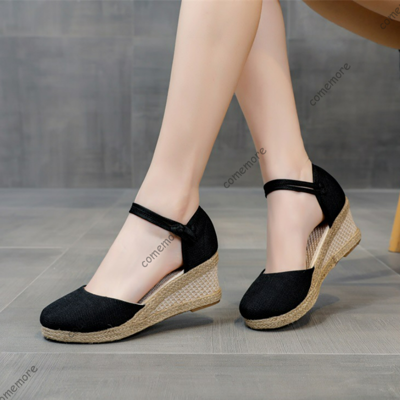 Espadrille Wedge Shoes - Comemore sandálias de salto alto calçado