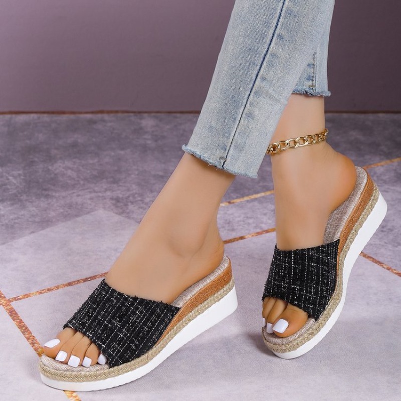 Espadrille Wedge Shoes - Sandálias Anabela Femininas Plataforma Espadrille Mules