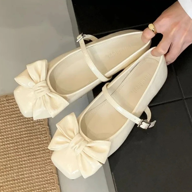 Women Shoes Brands - Bonito bowknot dedo do pé quadrado