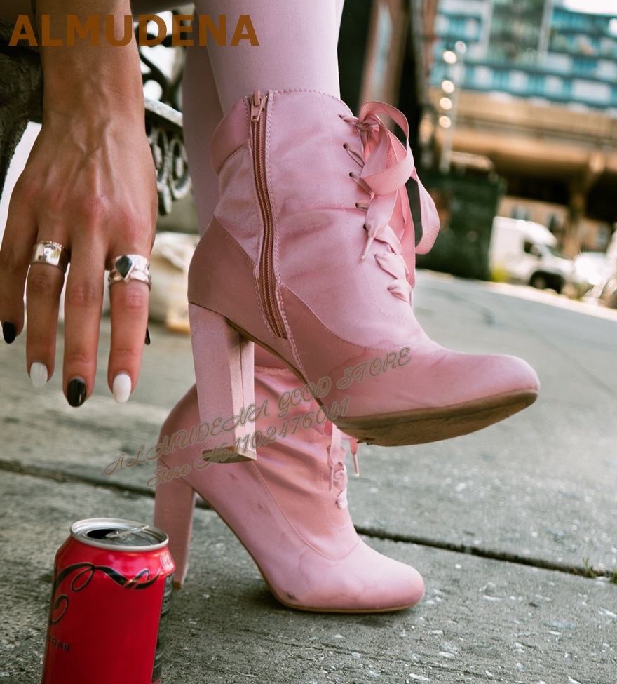 Ribbon Tie Heel - Almudena botas de tornozelo de salto