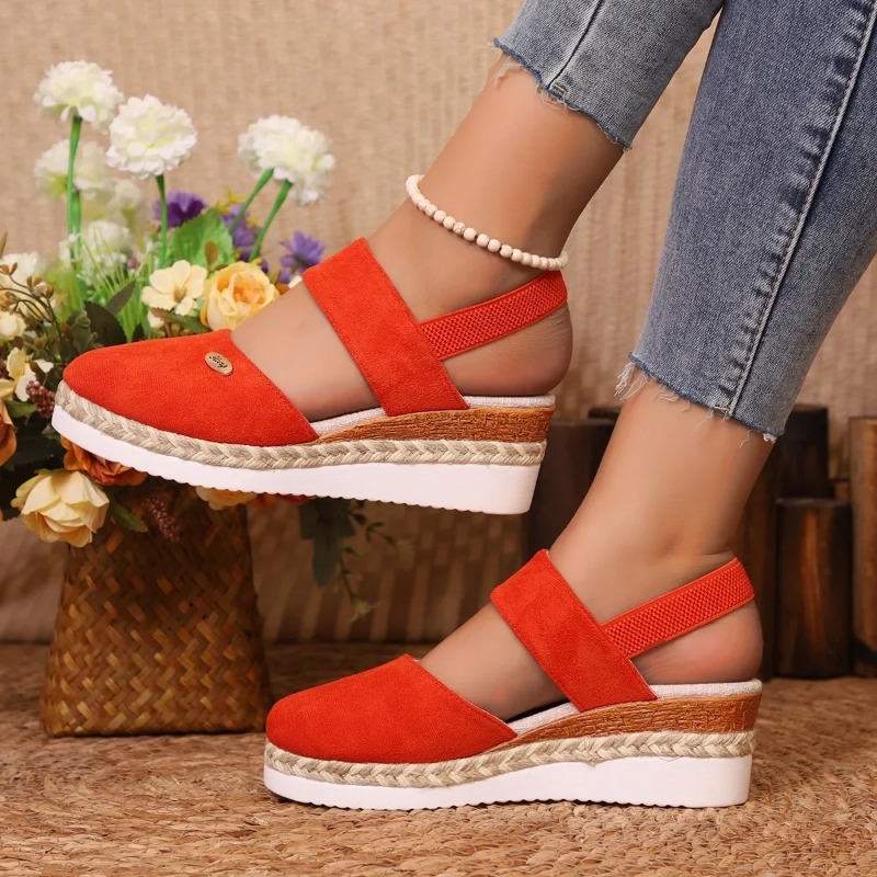 Espadrille Wedge Shoes - Sandálias Femininas de Dedo Fechado com
