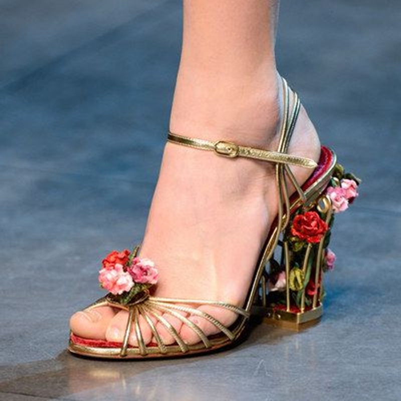 Strappy Heeled Sandals - Luxo gaiola de pássaro sandálias femininas