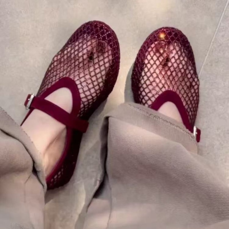 Square Toe Mule - Sandálias Femininas Vazadas com Strass, Novidade