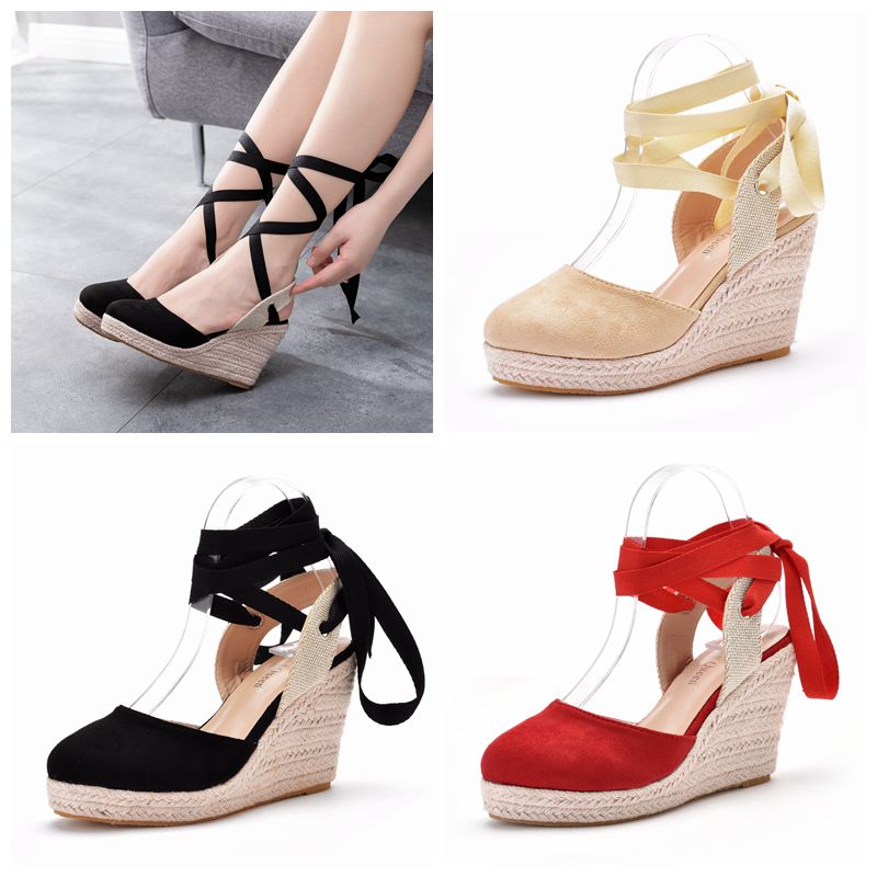 Espadrille Wedge Shoes - Sandálias Femininas Plataforma Anabela Estilo Espadrille