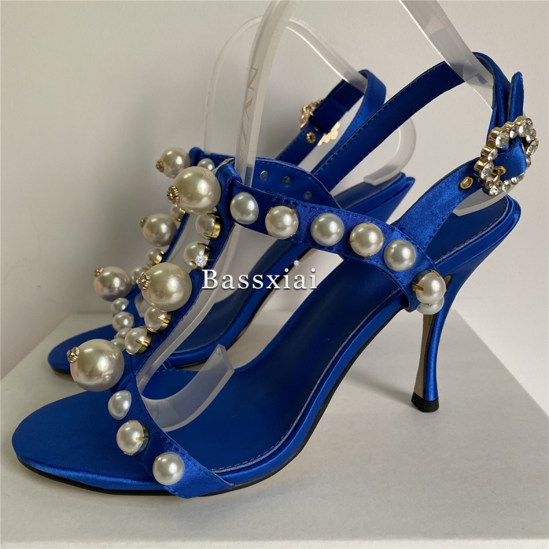 Pérola grânulo decoração t-cin - Strappy Heeled Sandals avaliação e preço