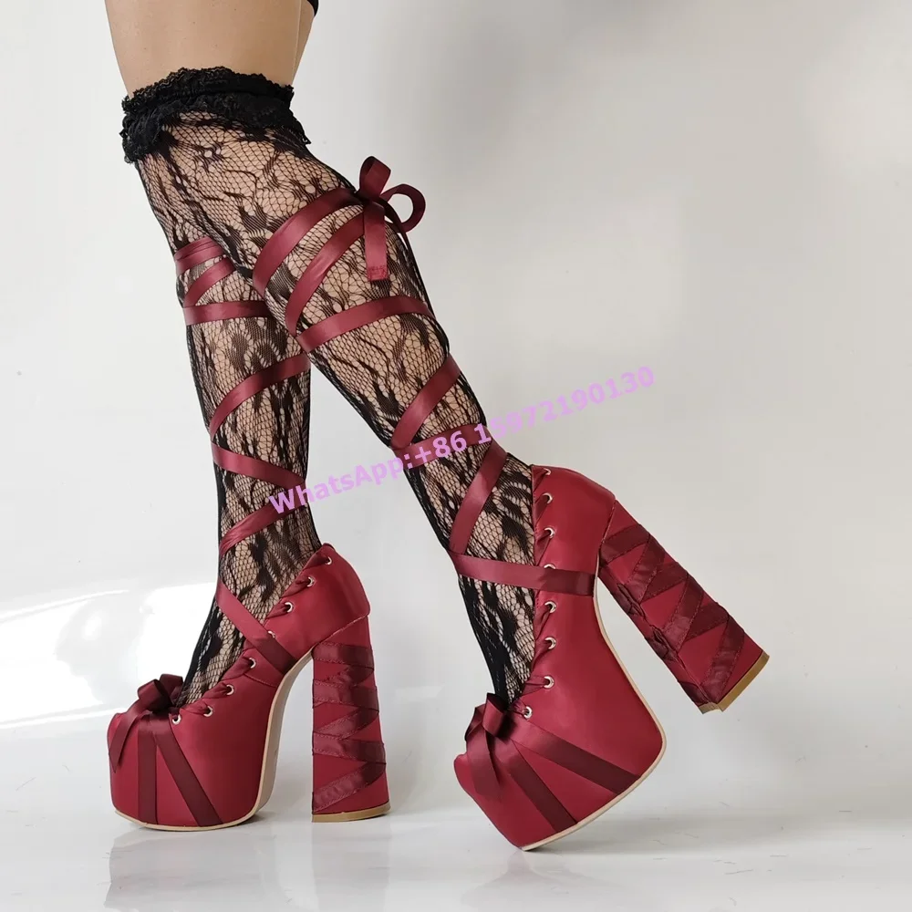 Bombas de plataforma de fita d - Ribbon Tie Heel avaliação e preço