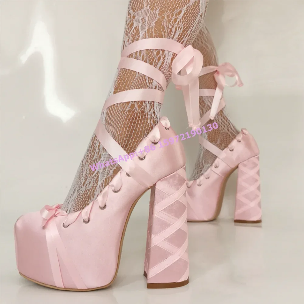 Bombas de plataforma de fita d - Ribbon Tie Heel avaliação e preço