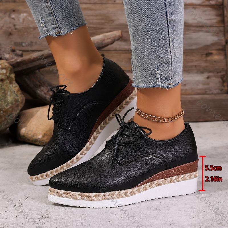 Sapatos Oxford de Couro com Ca - Espadrille Wedge Shoes avaliação e preço