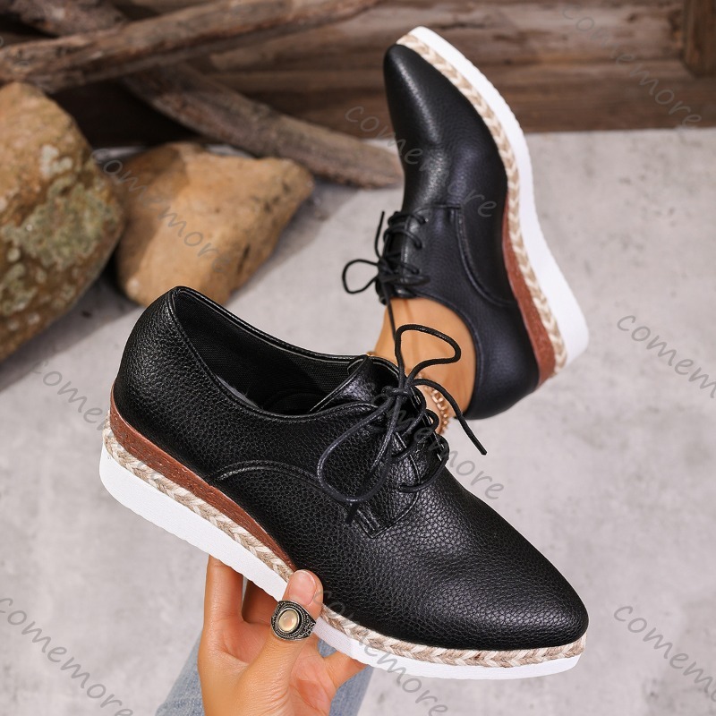 Sapatos Oxford de Couro com Ca - Espadrille Wedge Shoes avaliação e preço