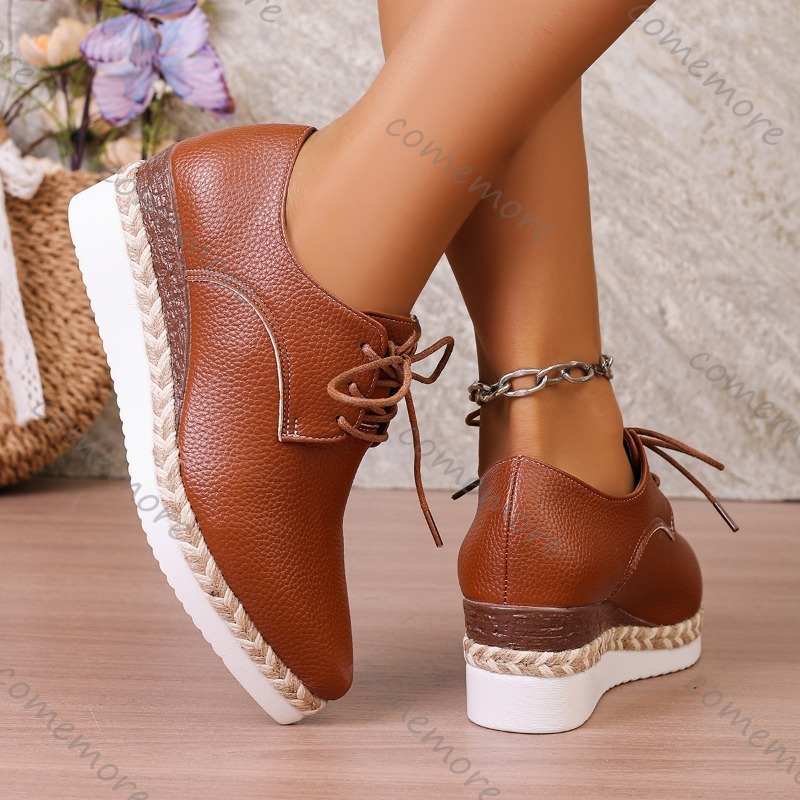 Sapatos Oxford de Couro com Ca - Espadrille Wedge Shoes avaliação e preço