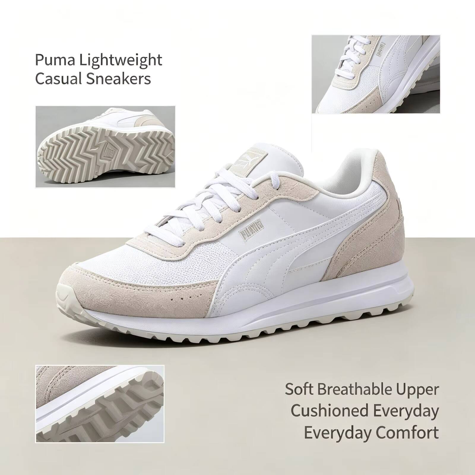 Novos Tênis Leves Puma Brancos - Women'S Shoes Puma Sneakers avaliação e preço