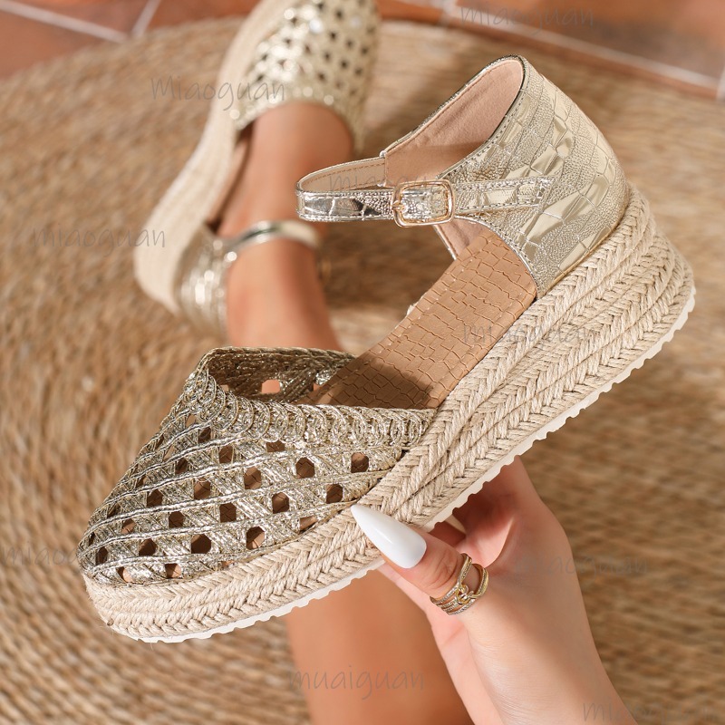 Sandálias Anabela Boho Feminin - Espadrille Wedge Shoes avaliação e preço
