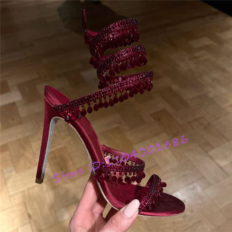 Strass forma de cobra tornozel - Strappy Heeled Sandals avaliação e preço