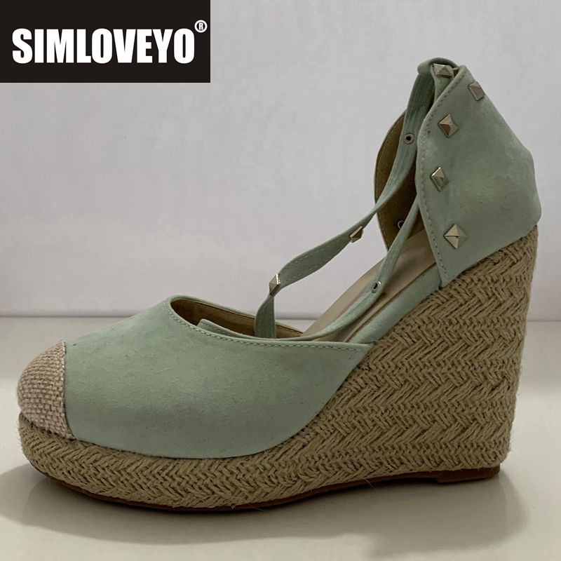 Simloveyo alpercatas femininas - Espadrille Wedge Shoes avaliação e preço