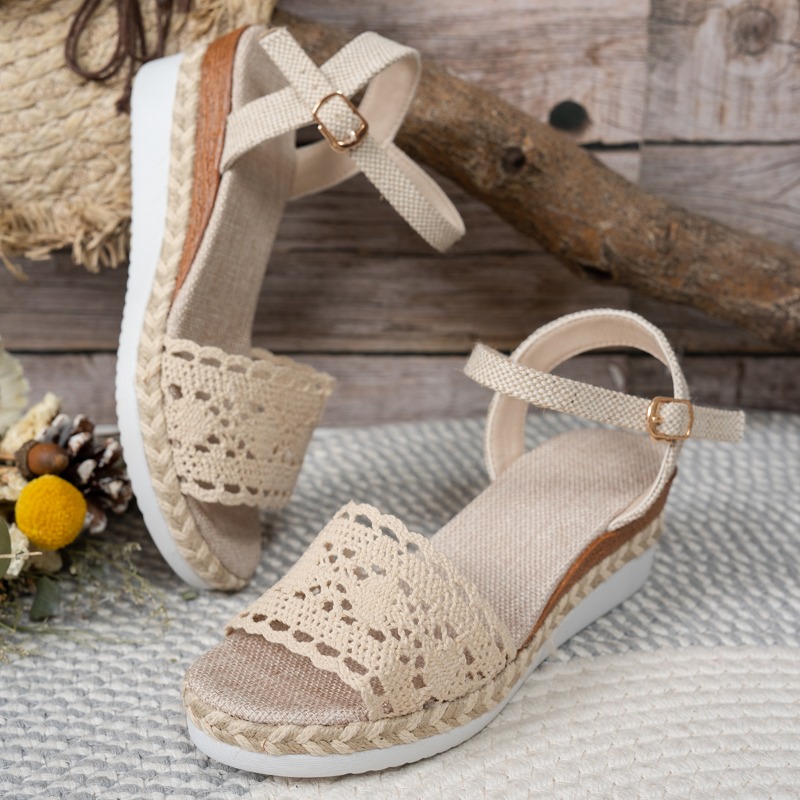 Sandálias Femininas de Renda c - Espadrille Wedge Shoes avaliação e preço