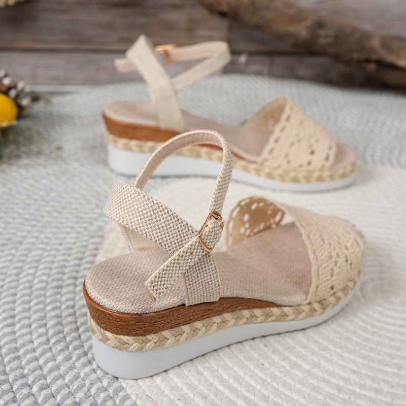 Sandálias Femininas de Renda c - Espadrille Wedge Shoes avaliação e preço