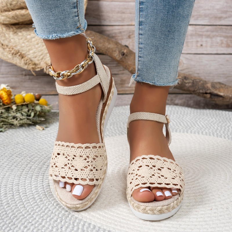 Sandálias Femininas de Renda c - Espadrille Wedge Shoes avaliação e preço