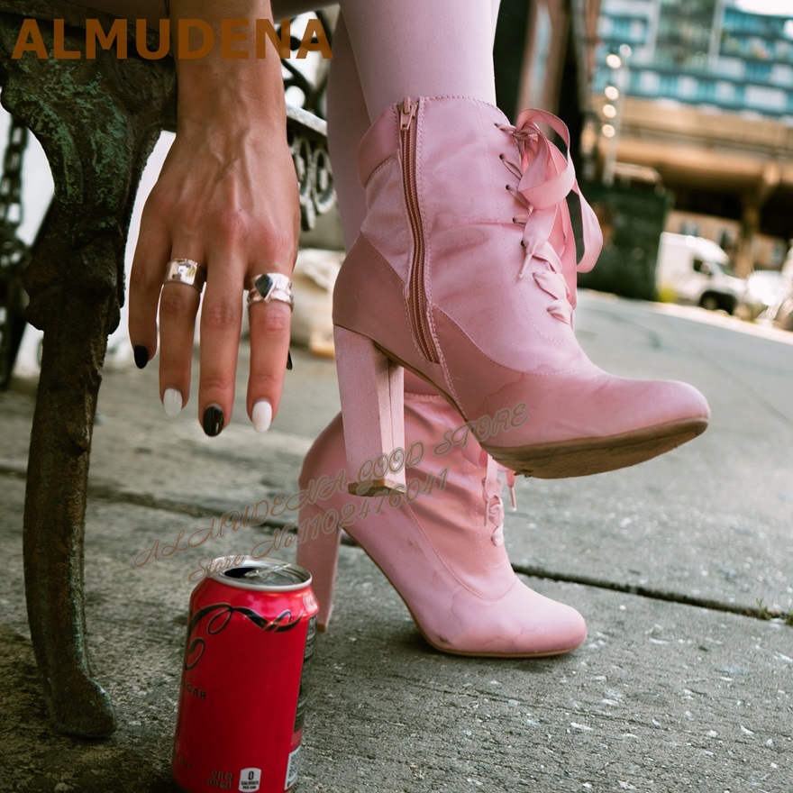 Almudena botas de tornozelo de - Ribbon Tie Heel avaliação e preço