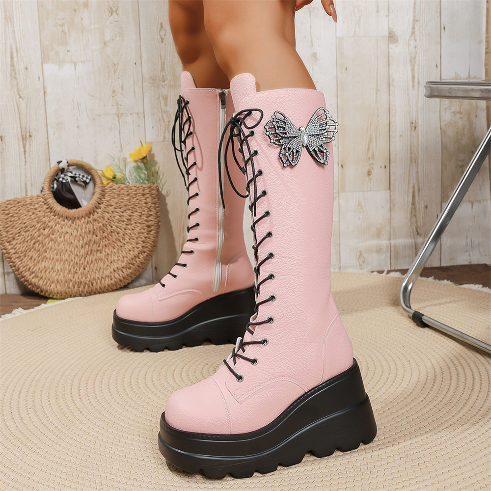 Botas de cano alto com borbole - Women'S Shoes Y2K avaliação e preço