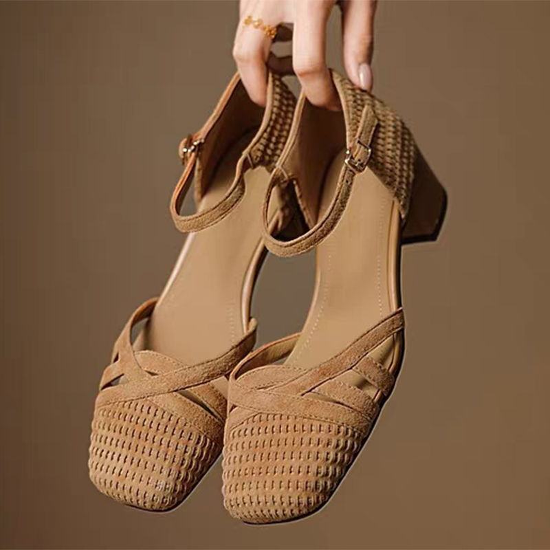 Retro tecer sandálias de salto - Women'S Shoes Veja avaliação e preço