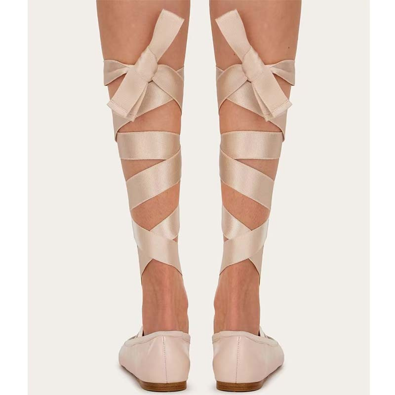 Mulheres ballet sapatos planos - Ribbon Tie Heel avaliação e preço