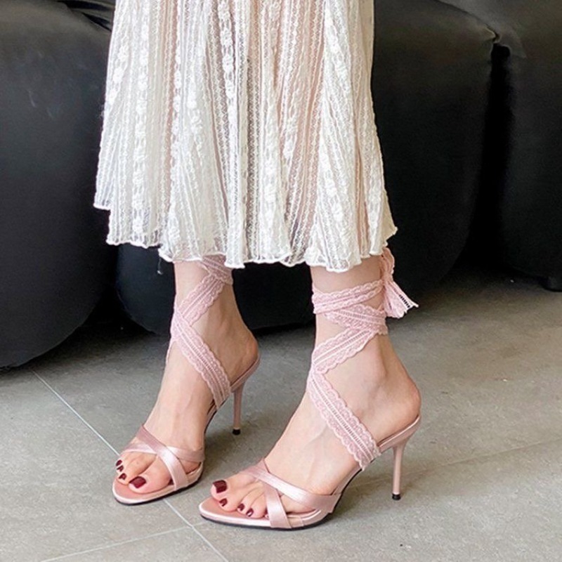 Sandálias Elegantes Femininas  - Ribbon Tie Heel avaliação e preço