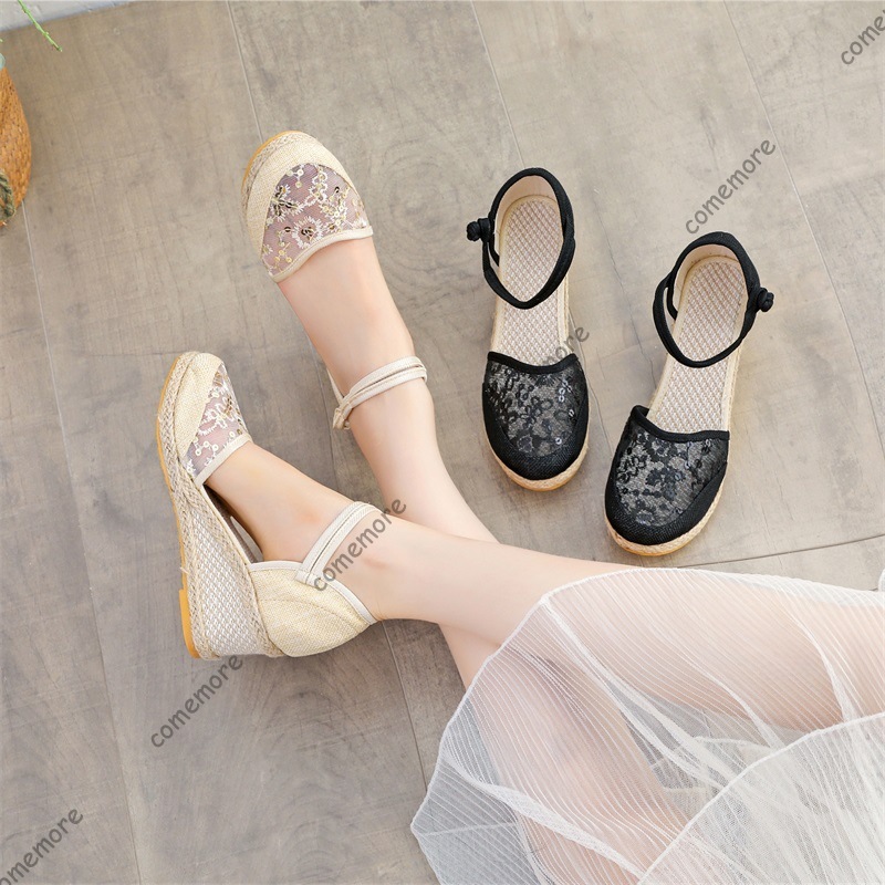 Sandálias Femininas Anabela de - Espadrille Wedge Shoes avaliação e preço