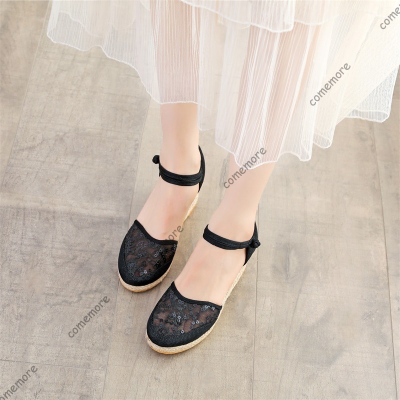 Sandálias Femininas Anabela de - Espadrille Wedge Shoes avaliação e preço
