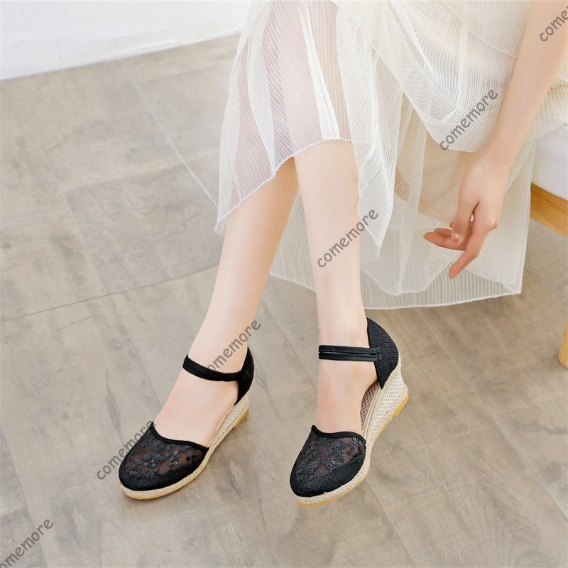Sandálias Femininas Anabela de - Espadrille Wedge Shoes avaliação e preço