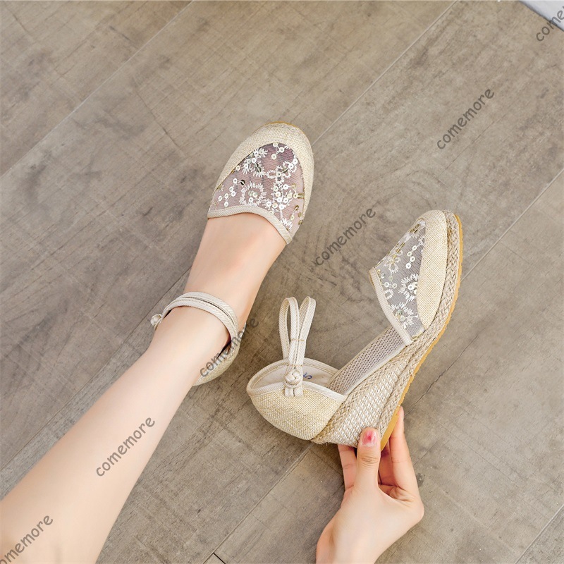 Sandálias Femininas Anabela de - Espadrille Wedge Shoes avaliação e preço
