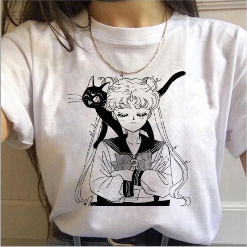Camiseta 90s anime marinheiro  - Women'S Shoes In The 90S avaliação e preço